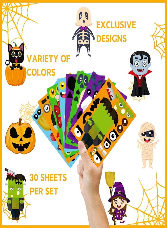 BAYLAY Halloween Stickers - Make Your Own Halloween Stickers 32PCS Halloween Party Games Pumpkin Mummie Witche Vampire Ghost Cat Skeleton Frankenstein Stickers Halloween Activities - Image 4